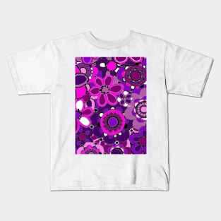 Pink and Purple Flower Pattern Kids T-Shirt